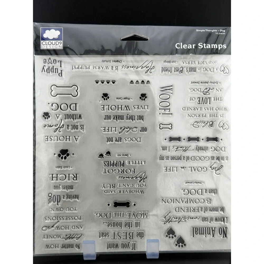 Cloud 9 Design Simple Thoughts Dog Clear Stamps 16pc Fiskars 01-002281 Scrapbook